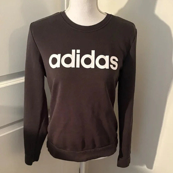 Adidas Women's Black Sweatshirt with White Logo - Picture 1 of 5